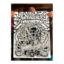 Load image into Gallery viewer, METALLICA "Ktulu Rise" Original art Blackline Ink on Cardstock 19x24" Signed! Framed