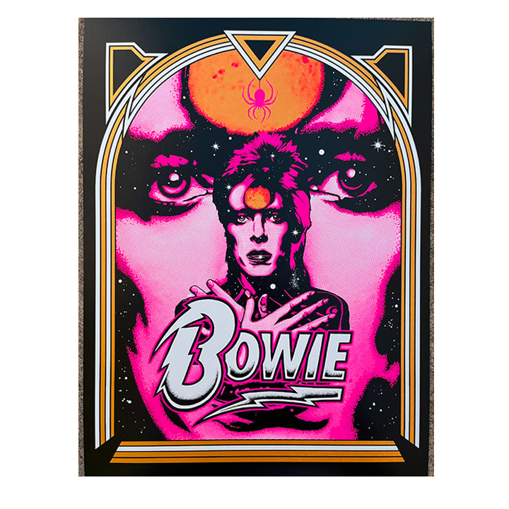 Bowie Screen Print 2 editions of 35 (with UV pink and metallic ink) 18x24
