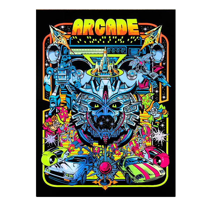 1 Arcade nights blacklight art print – official-dirty-donny-store