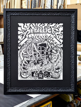 Load image into Gallery viewer, METALLICA &quot;Ktulu Rise&quot; Original art Blackline Ink on Cardstock 19x24&quot; Signed! Framed
