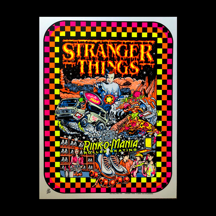 1 STRANGER THINGS official limited blacklight screen printed